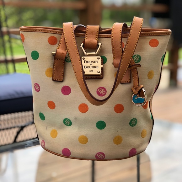 Dooney & Bourke Handbags - Dooney Bourke North South Bucket bag polka dot